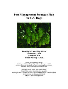 2015 Pest Management Strategic Plan for U.S. Hops