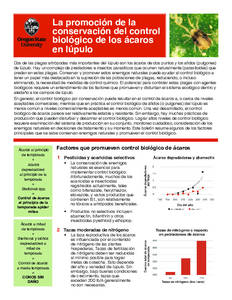 Promoting Conservation Biological Control of Spider Mites in Hops - SPANISH VERSION